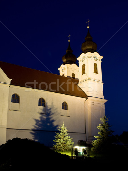 Abdij nacht Hongarije muur kruis kerk Stockfoto © jakatics