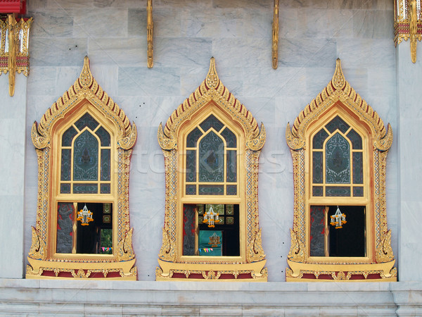 Stock foto: Traditionellen · thai · Stil · Fenster · Tempel · Bangkok