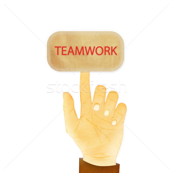 Paper texture ,Hand gesture pointing at Teamwork Stock photo © jakgree_inkliang
