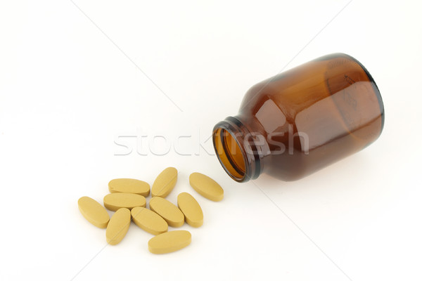 Stockfoto: Pillen · fles · witte · medische · geneeskunde