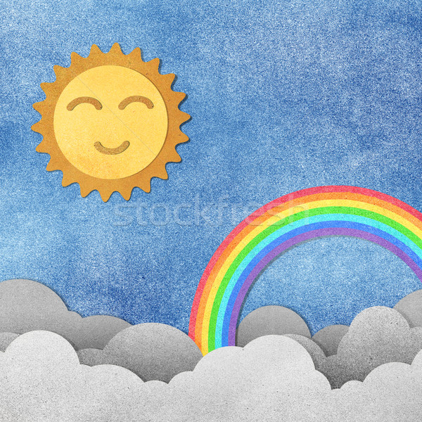 Grunge Papierstruktur cute Sonne Regenbogen Himmel Stock foto © jakgree_inkliang