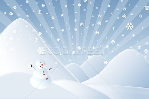 Weihnachten Schnee Mann Berg Design Zeichen Stock foto © jakgree_inkliang