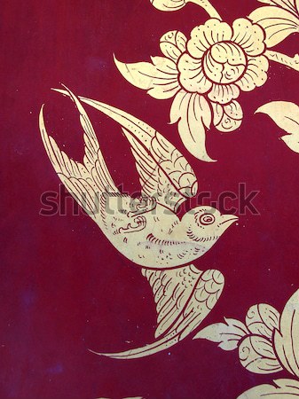 Thai art style Bird on wall, temple in bangkok, Thailand Stock photo © jakgree_inkliang