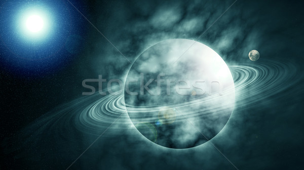 Grünen Planeten schönen Raum Sonne Hintergrund Stock foto © jakgree_inkliang