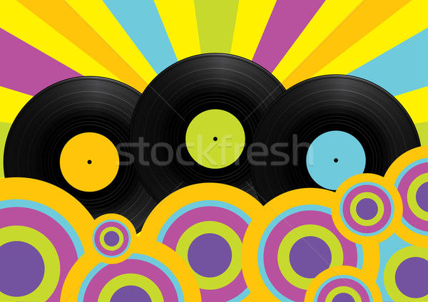 Retro Party Vinyl Datensätze Musik Textur Stock foto © jamdesign