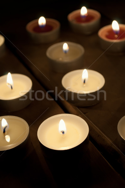 キャンドル 多くの 小 燃焼 暗い 祈り ストックフォト © jamdesign