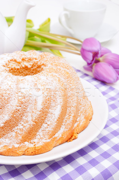 Stock foto: Kuchen · traditionellen · Tulpe · Blumen · Brot