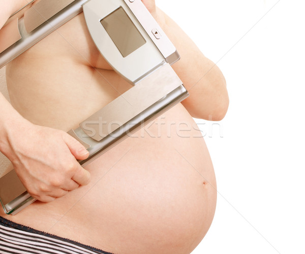 Foto stock: Mujer · embarazada · escalas · detalle · mujer · femenino