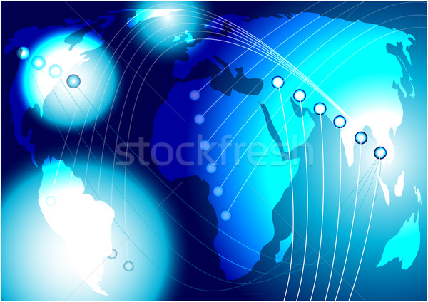 World Map and Glowing Fibres Stock photo © jamdesign
