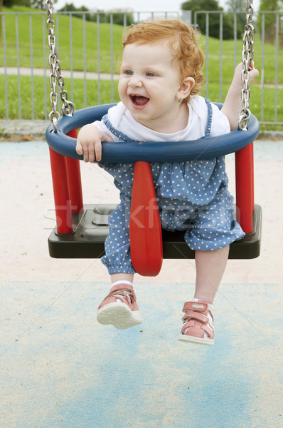 Stock foto: Baby · Swing · glücklich · Sitzung · Park