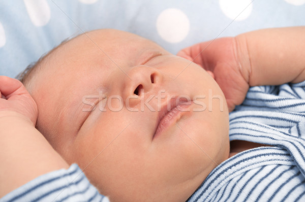 Recién nacido bebé primer plano dormir retrato cama Foto stock © jamdesign