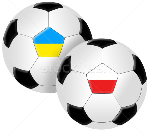 Euro 2012 illusztráció futball golyók zászlók európai Stock fotó © jamdesign