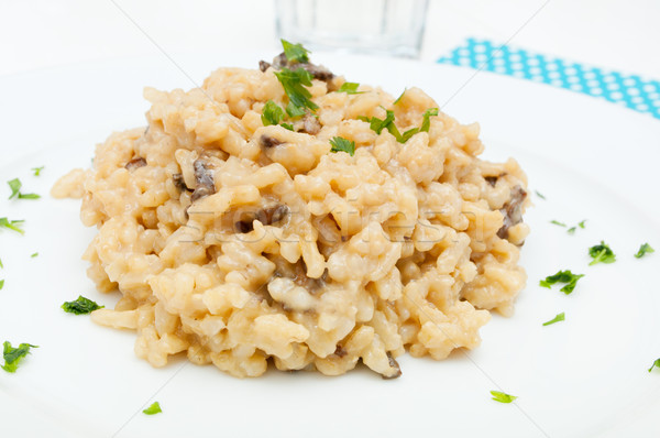 燴飯 蘑菇 典型 意大利的 白 米 商業照片 © jamdesign