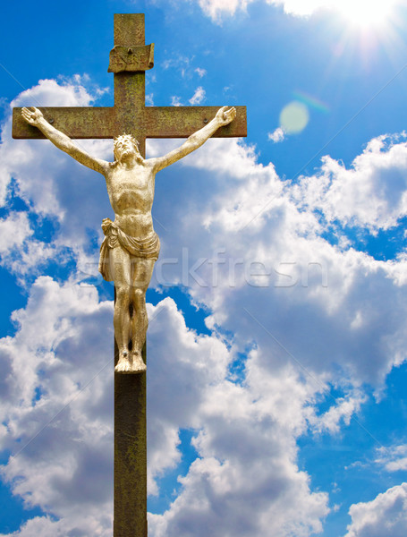 статуя Иисус Христа синий облачный небе Сток-фото © jamdesign