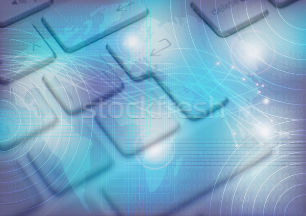 技術 抽象的な キーボード オプティカル 世界中 青 ストックフォト © jamdesign
