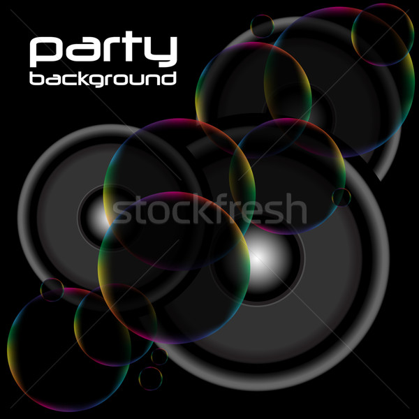 Сток-фото: вечеринка · пузырьки · музыку · дизайна · фон · черный