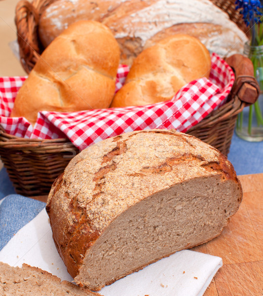 Brot Rollen Bäckerei Laib legen Essen Stock foto © jamdesign