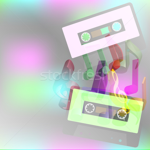 Foto stock: Fiesta · notas · retro · de · audio · música · fondo