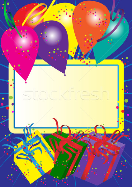 お誕生日おめでとうございます カード 風船 ギフトボックス パーティ 背景 ストックフォト © jamdesign