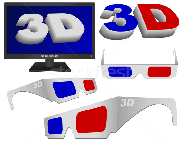 3D ビデオ 技術 にログイン 眼鏡 テレビ ストックフォト © jamdesign