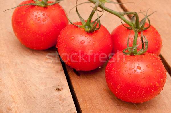 トマト 新鮮な 木製のテーブル 背景 緑 ストックフォト © jamdesign