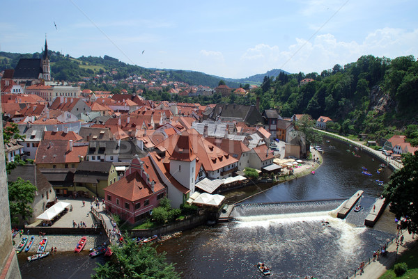 Histórico centro República Checa rafting río iglesia Foto stock © jamdesign