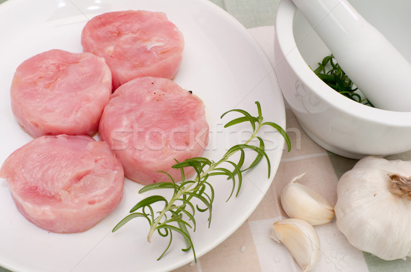 Nyers Törökország fokhagyma rozmaring hús főzés Stock fotó © jamdesign