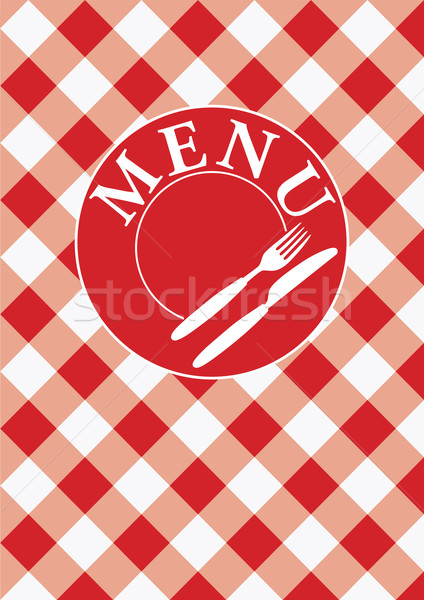 Stock photo: Menu Card - Red Gingham