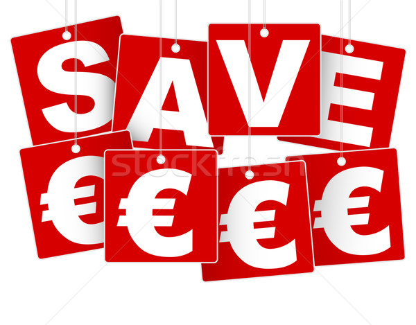 Vente signe blanche mettre euros rouge Photo stock © jamdesign