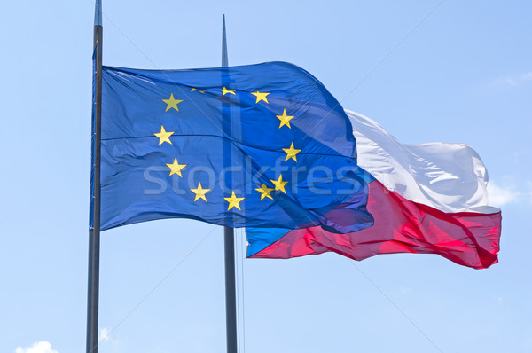 Flags of Czech Republic and European Union Stock photo © jamdesign