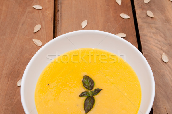 Miąższ zupa puchar starych drewniany stół żywności Zdjęcia stock © jamdesign