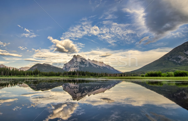 Tökéletes tükröződés hegyek park Kanada tájkép Stock fotó © jameswheeler