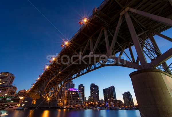 Foto d'archivio: Isola · ponte · notte · Vancouver · sotto · edifici