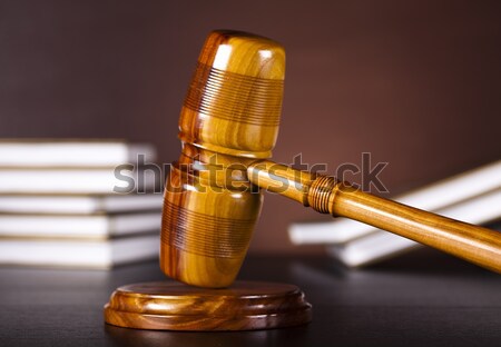 Stockfoto: Recht · justitie · studio · hout · hamer · witte