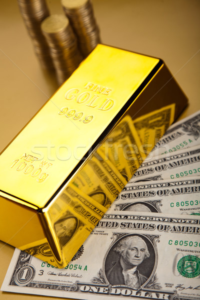 Stockfoto: Gouden · bar · financiële · geld · metaal · bank