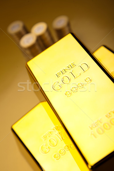 Gold bars background, ambient financial concept Stock photo © JanPietruszka