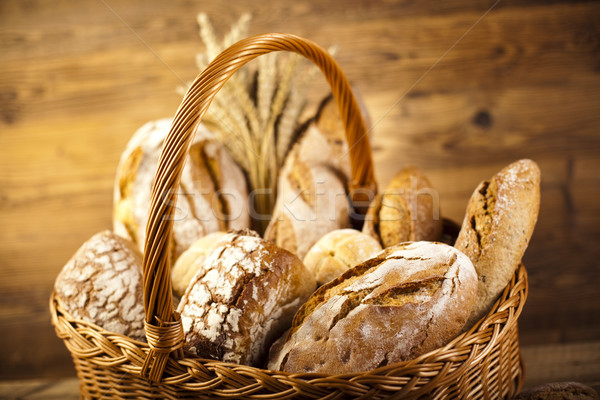Traditional bread in wicker basket Stock photo © JanPietruszka