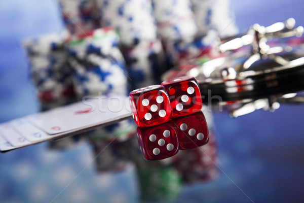 Stock fotó: Játszik · rulett · kaszinó · póker · zsetonok · számítógépes · játékok · jókedv
