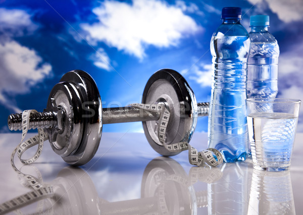 Fitness, dumbell and blue sky  Stock photo © JanPietruszka