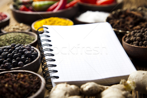 Stockfoto: Kookboek · specerijen · keuken · levendig · voedsel