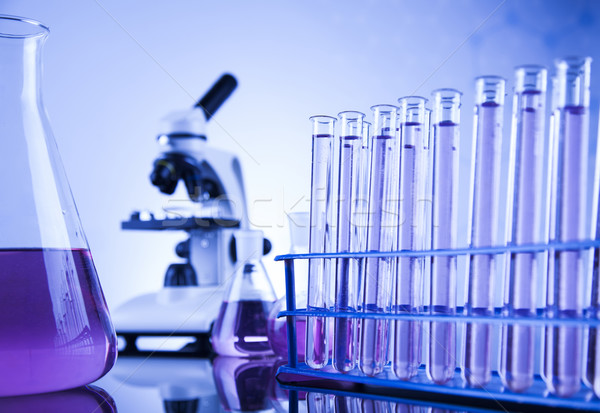 Chemistry science, Laboratory glassware background Stock photo © JanPietruszka