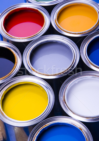 Paint, cans, brush, bright colorful tone concept Stock photo © JanPietruszka