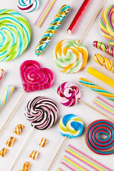 Colorful gum sweet candy and lollipops and gum balls Stock photo © JanPietruszka