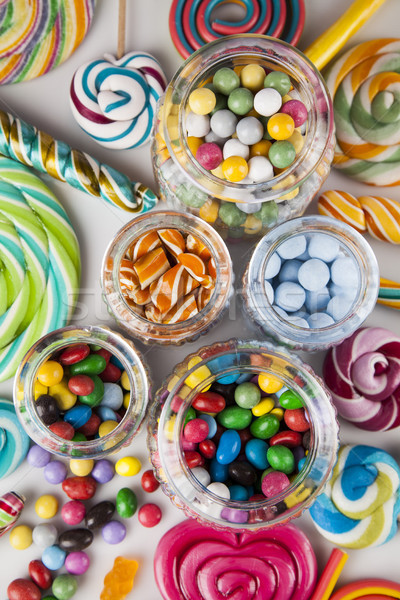 Farbenreich Süßigkeiten Tabelle gum Kugeln Glas Stock foto © JanPietruszka