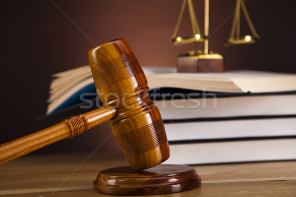 Stock foto: Recht · Gerechtigkeit · Holz · Hammer · weiß · Richter