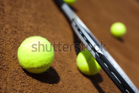 Tennisschläger Kugeln Gericht Hintergrund spielen Spiel Stock foto © JanPietruszka