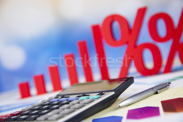 Stockfoto: Percentage · korting · kleurrijk · teken · Rood · financieren