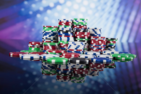 Stock fotó: Póker · zsetonok · számítógépes · játékok · csoport · kaszinó · siker · játék