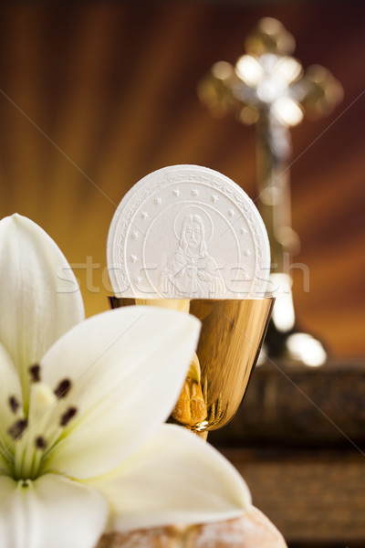 Szent úrvacsora kenyér bor kereszténység vallás Stock fotó © JanPietruszka