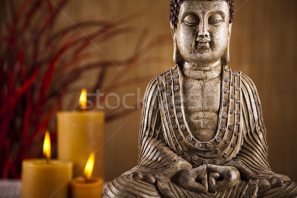 [[stock_photo]]: Buddha · bougie · soleil · fumée · détendre · culte